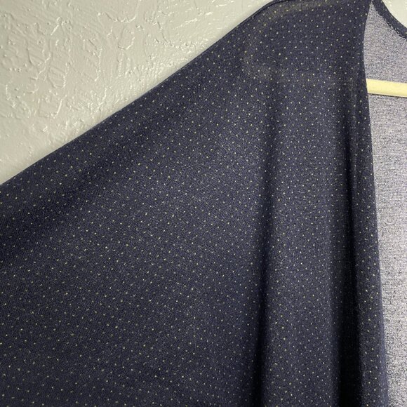Lularoe Women S Lindsay Kimono Cardigan Navy Blue Yellow Polka Dot Knit Stretch - Picture 5 of 9